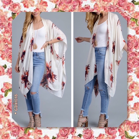 🆕 Kimono Cardigan Coverup Asymmetrical Tunic - Picture 2 of 5