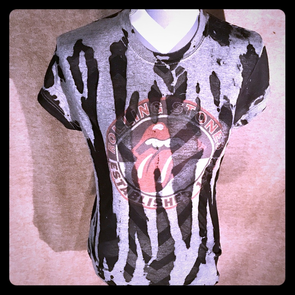 Paint it Black! Rolling Stones Tye-Dye T-Shirt Lrg