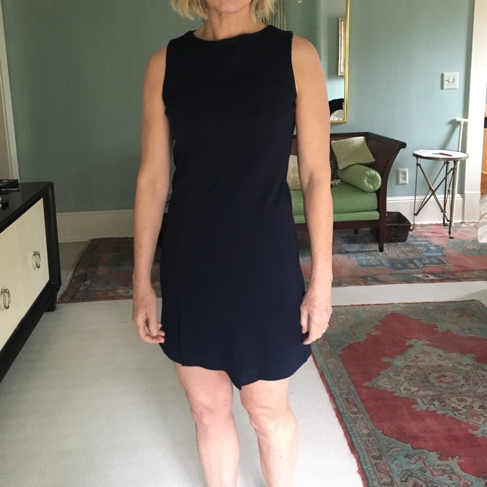 Toupy navy blue knit sleeveless sheath
