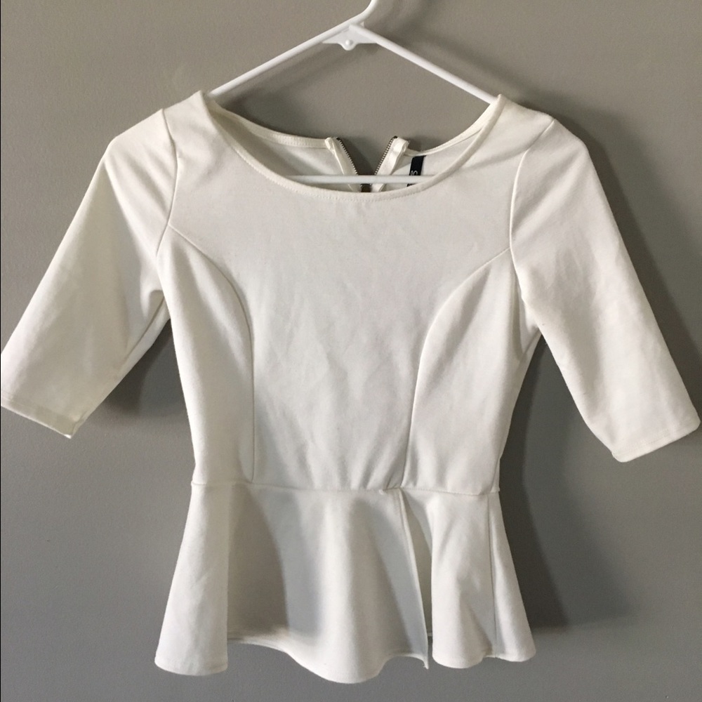 White Quarter sleeve Peplum top