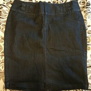 Denim dark blue pencil skirt.