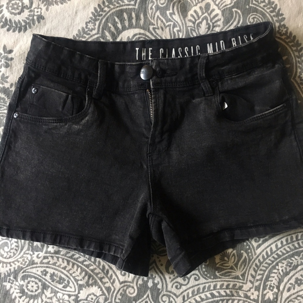 Black Distressed Jean Shorts
