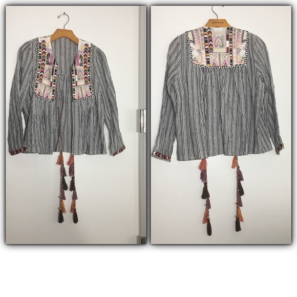 Embroidered Tassle Boho Top. SOLD - Picture 2 of 4
