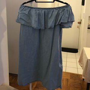 Off the shoulder jean dress