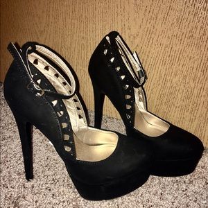 Charlotte Russe Black Stiletto Ankle-Strap Pumps