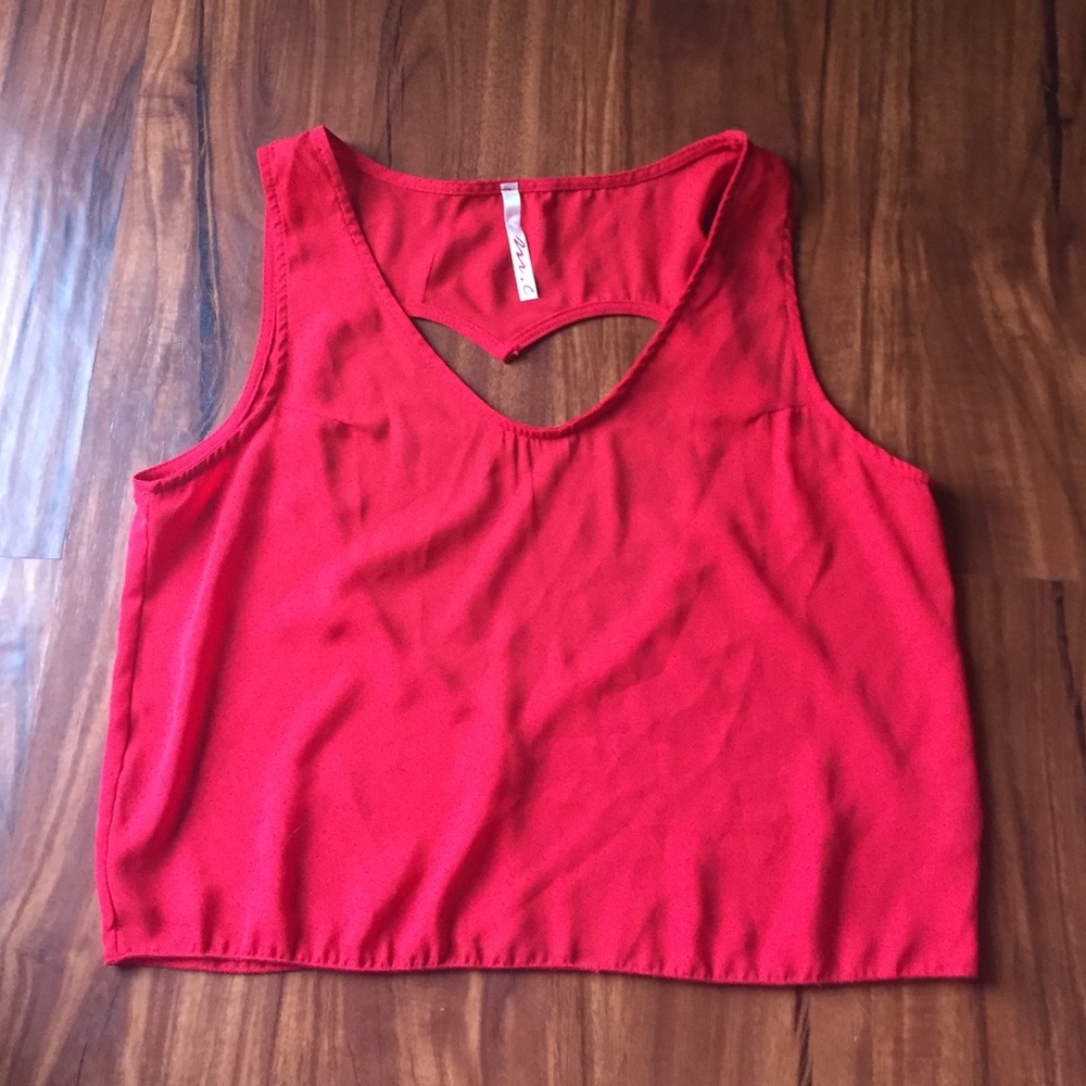 Red Heart Cut Out Top