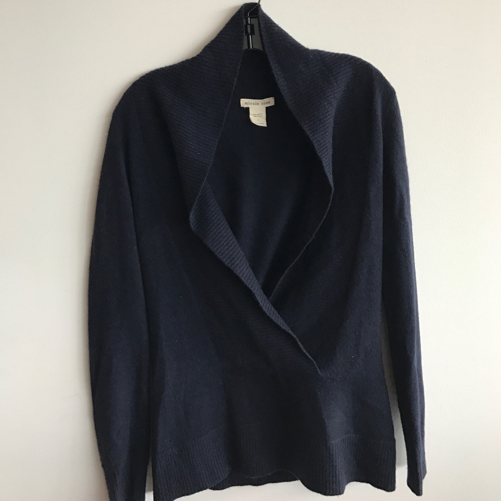 Minnie Rose Scoop Neck Navy Cashmere Sweater