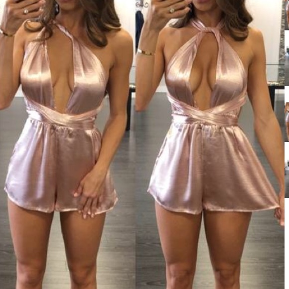 CLEARANCE ๐ฆ LAST ONE Blush Satin Romper - Picture 5 of 6