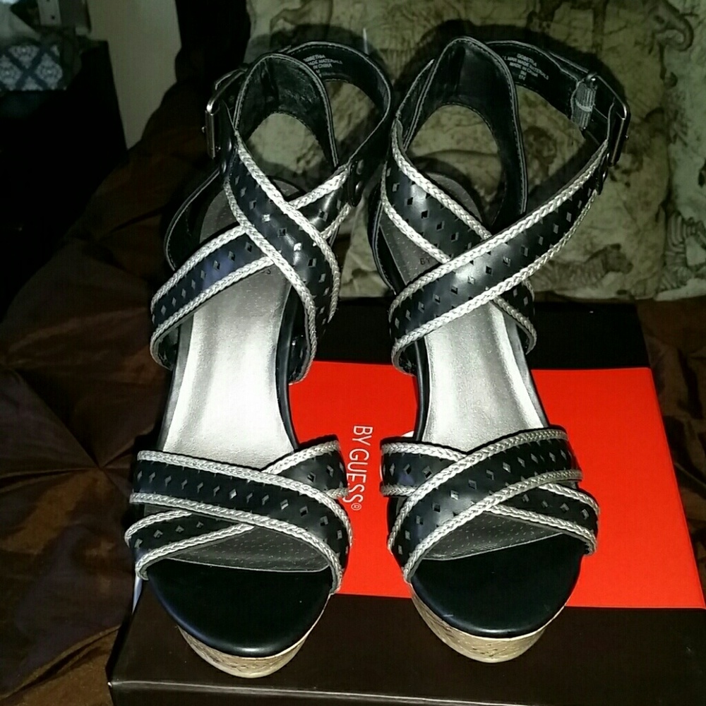 Black and silver cork wedges