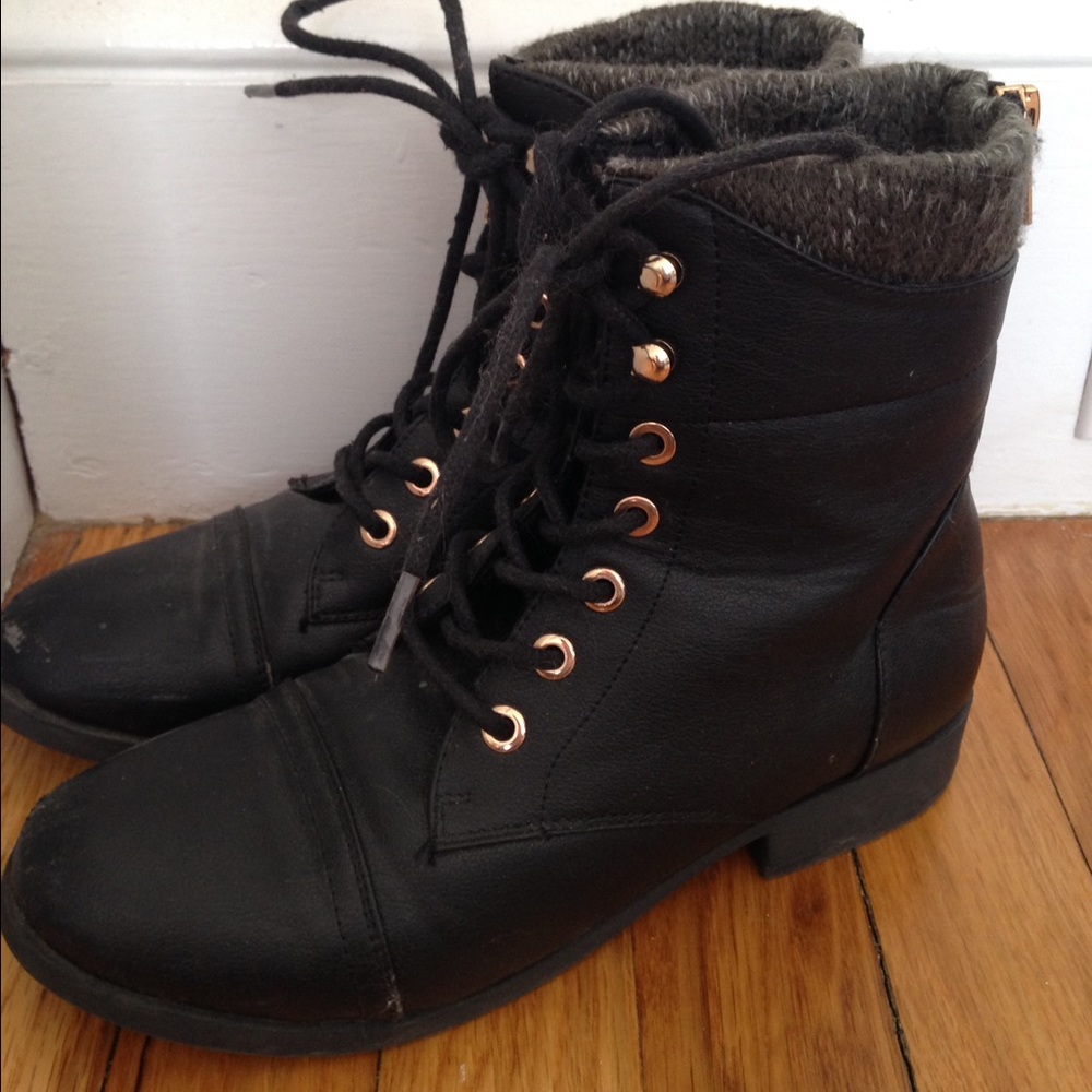 Black combat boots
