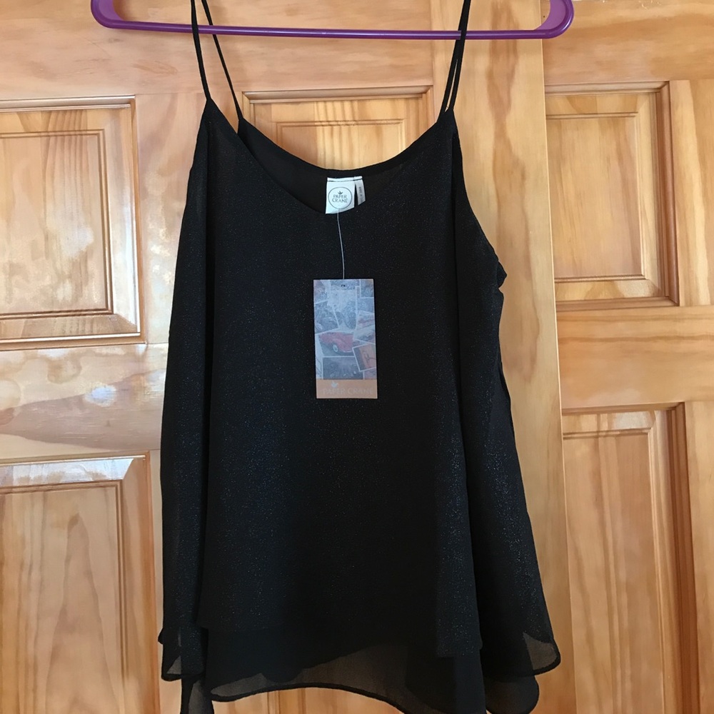 NWT Paper crane Sz S Anthropology Black tank Sleek