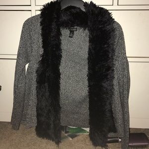 Faux fur trim sweater
