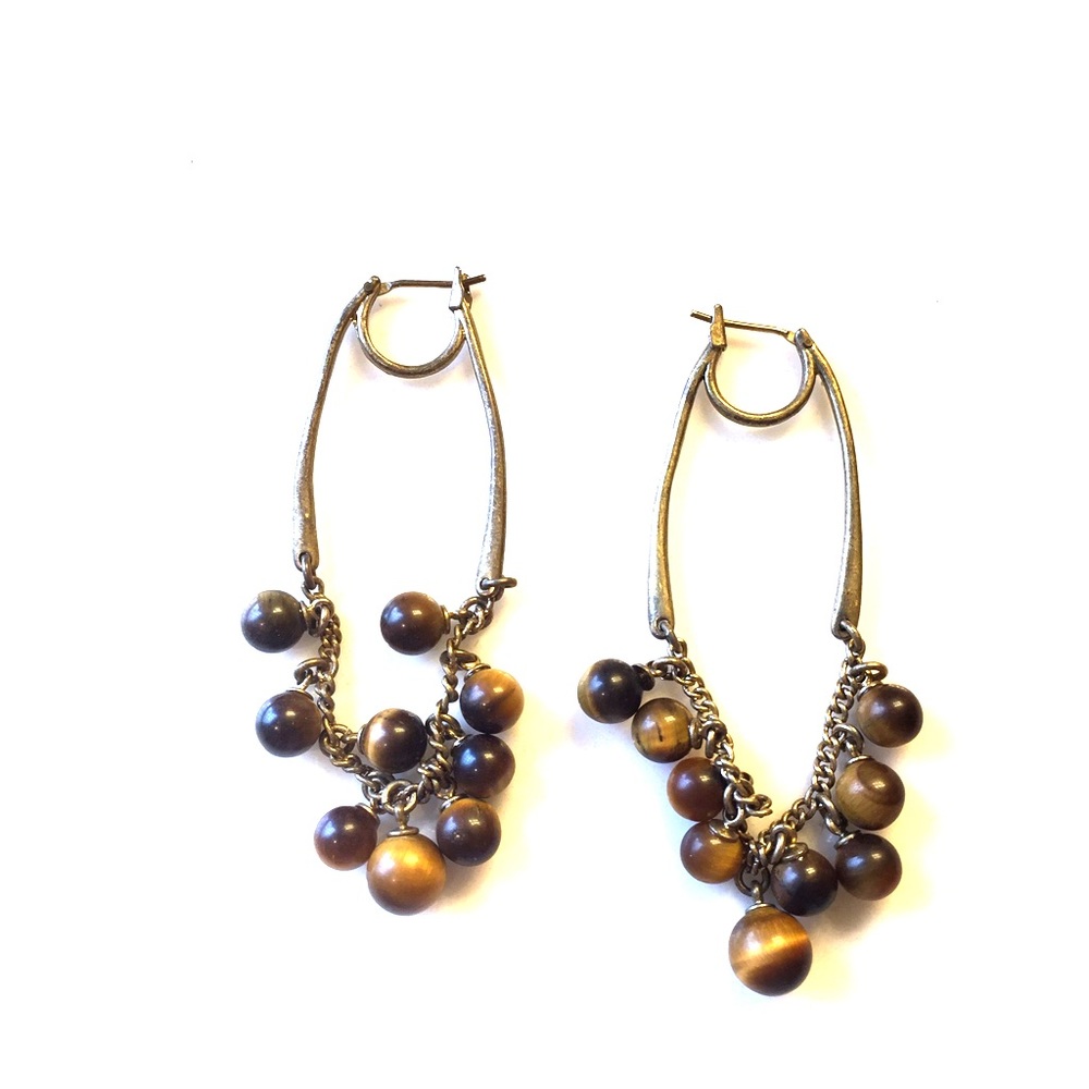 Brown beaded dangle earrings