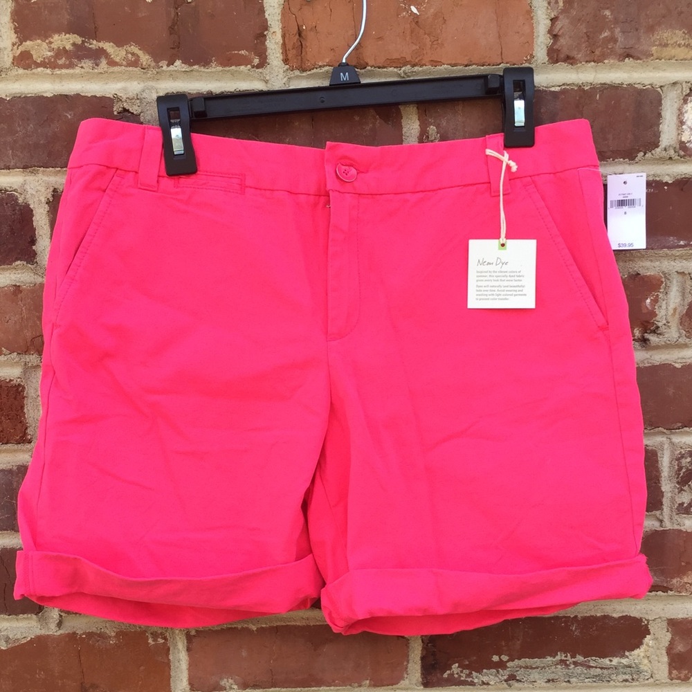 GAP Boyfriend Roll-up Shorts Neon Pink