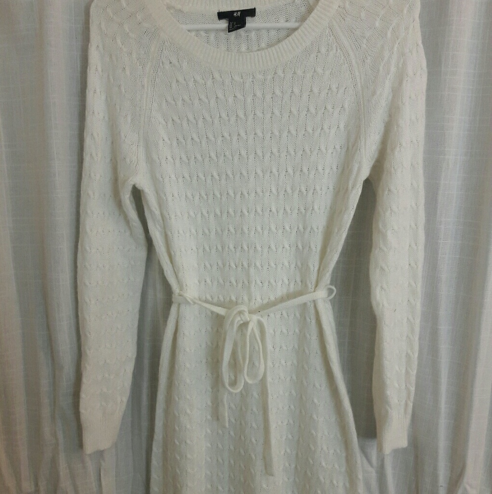 White sweater dress