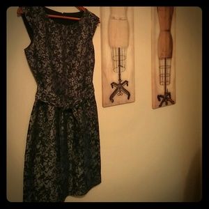 Silver dress with classic black floral print