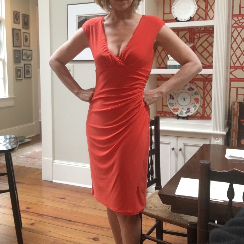 Coral body con dress