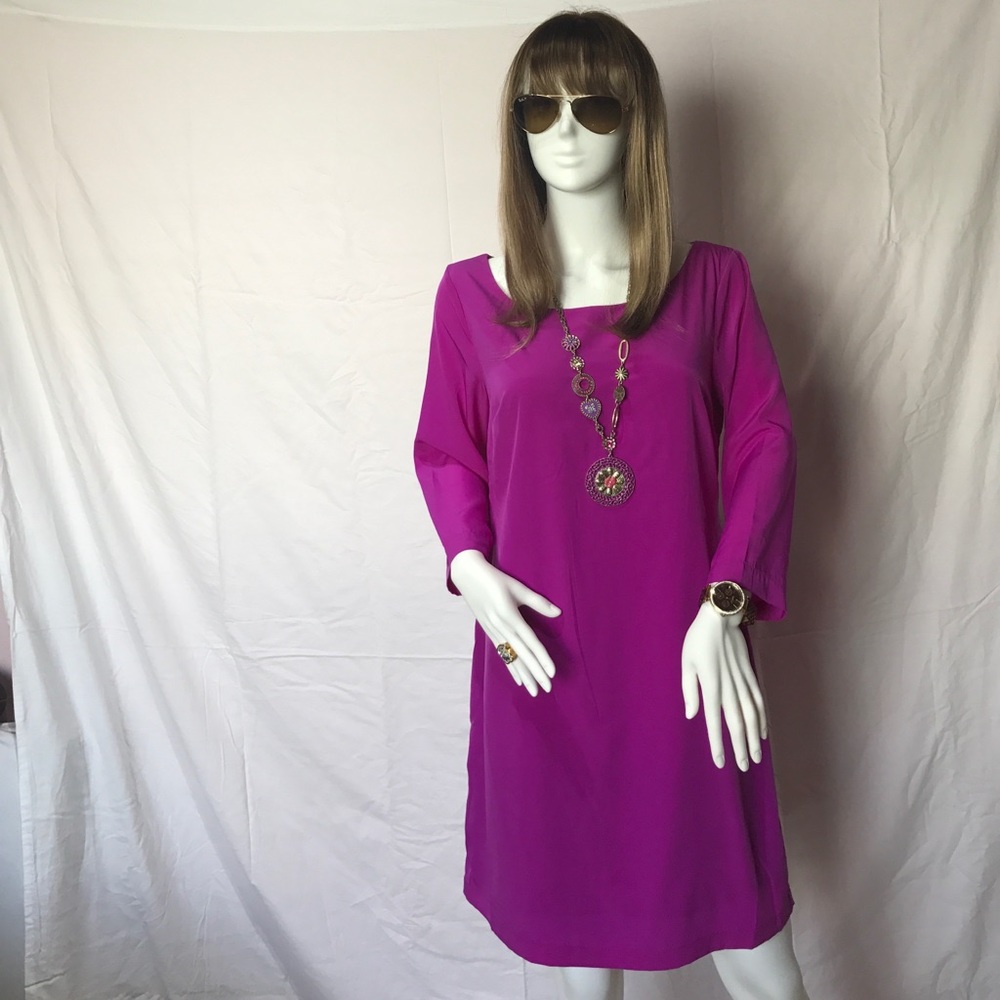 Old Navy Neon Purple Long Sleeve Shift Dress Sz M