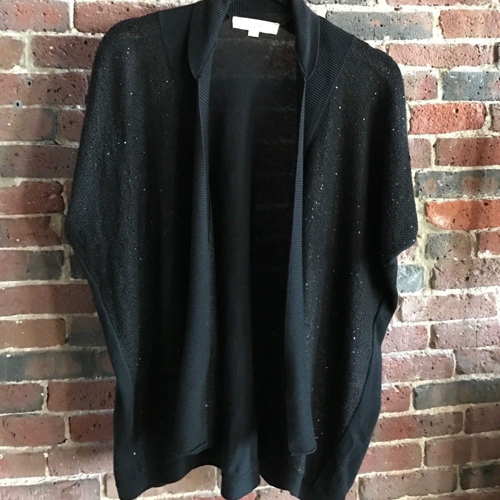 LOFT dolman sleeve wrap, Black sparkle, SizeSmall
