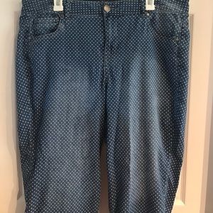 Denim polka dot capris