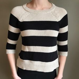 Ann Taylor Loft Tan and Black 3/4 Length Sweater