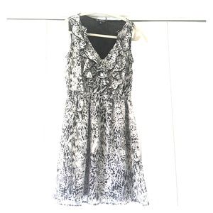 Beautiful Black and White Patterned Ruffle Dress