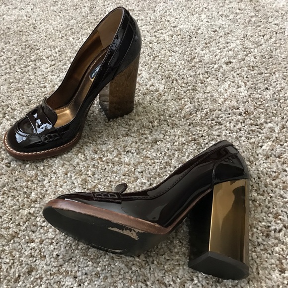 DOLCE & GABBANA PATENT LEATHER HEELED LOAFERS - Picture 3 of 4