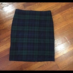 Black watch plaid pencil skirt