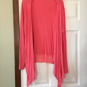 Coral Pink Open Front Cardigan