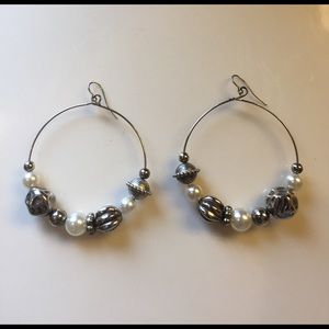 Silver and pearl earrings