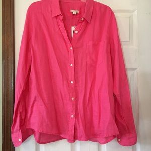 Gap Hot Pink Linen Button Up Shirt