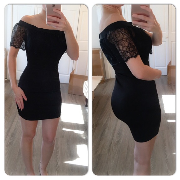 Off the shoulder black lace dress 1 SMALL left - Picture 2 of 2