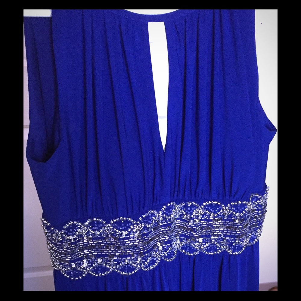 Cobalt blue maxi dress.