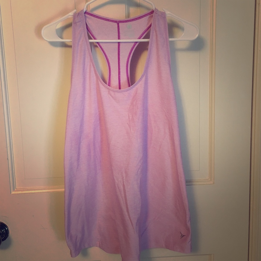 Old Navy pink racer back fitted work out tank - L