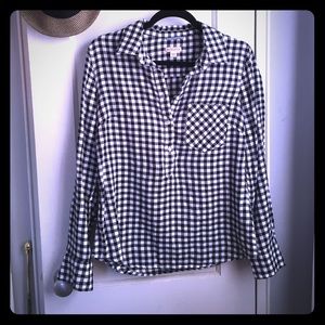 Black and white flannel gingham shirt