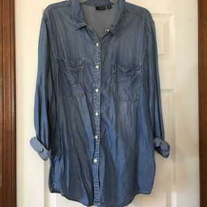 Chambray Relaxed Fit Button Down Shirt