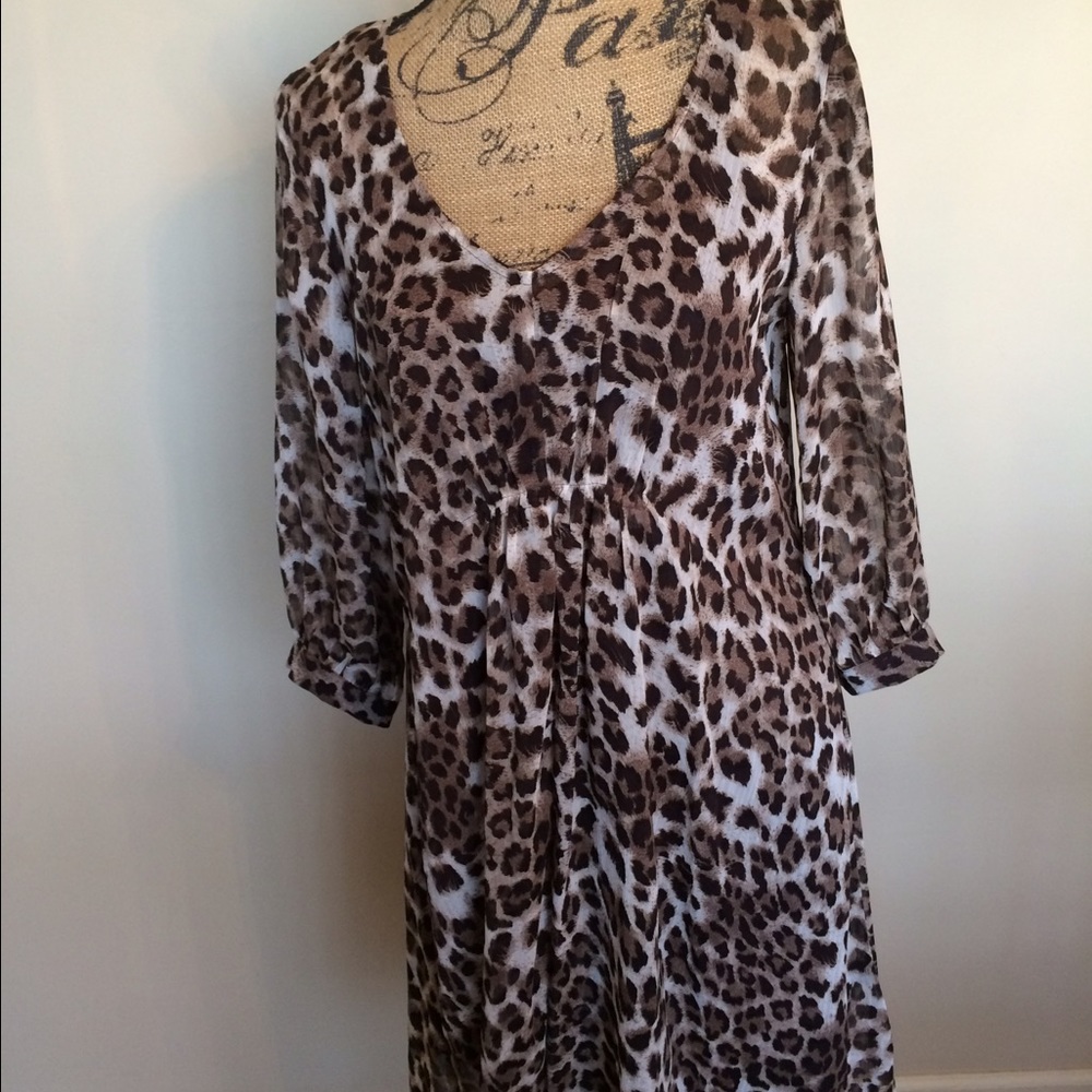 MSK cheetah print Sheer dress w/liner & rousche
