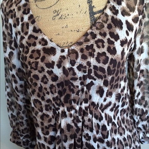 MSK cheetah print Sheer dress w/liner & rousche - Picture 4 of 4