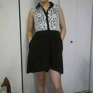 Black and white lace hi-lo dress with pockets