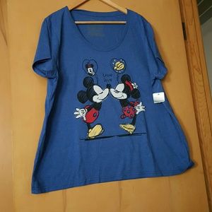 Disney Mickey & Minnie Blue Scoop Neck T-shirt