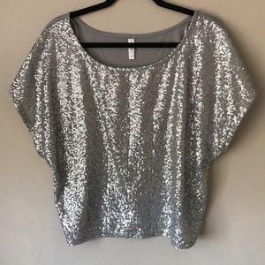 Silver sequined party blouse