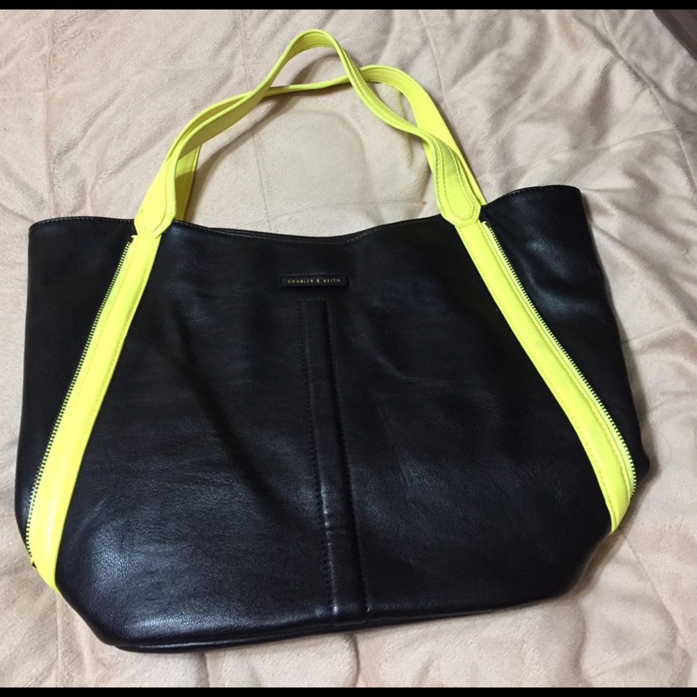 Black with yellow trimmings handbag