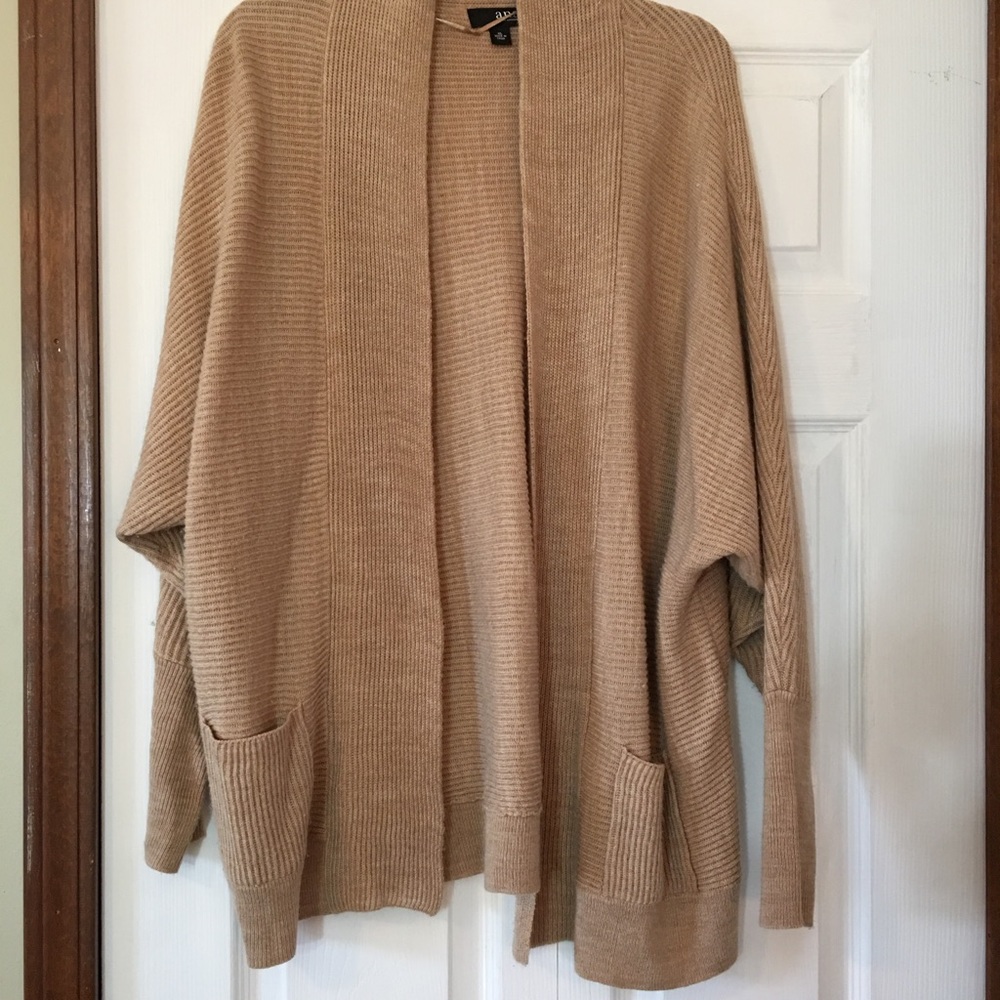 Light Brown Tan Open Cardigan Sweater