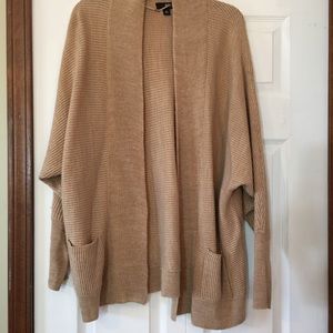 Light Brown Tan Open Cardigan Sweater