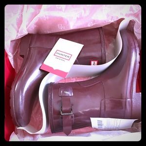 Hunter Original Short Refined Gloss Boots, 7 Dulse