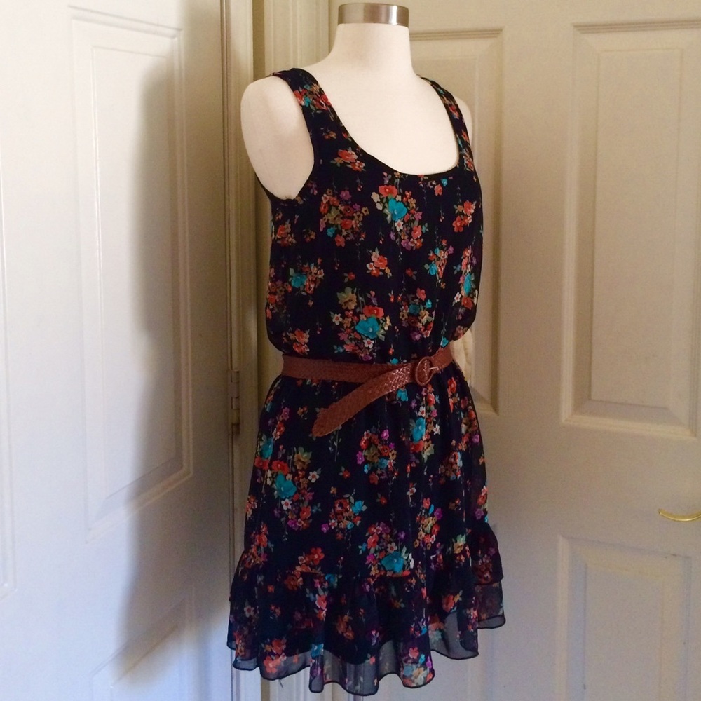 Floral Chiffon Ruffled Dress
