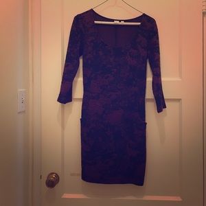 Black & dark purple dress with large front pockets