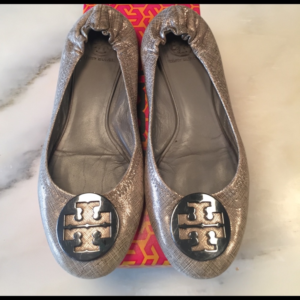 Tory Burch Reva pewter flats