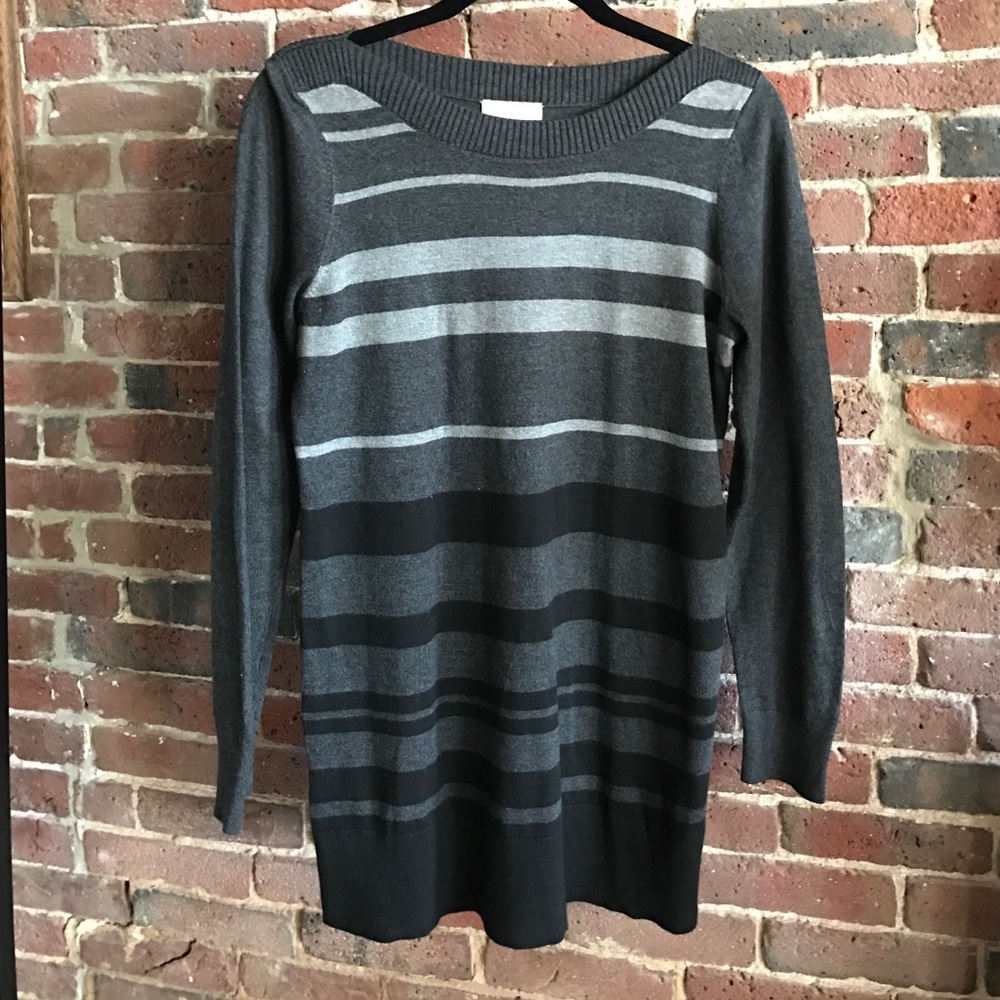 LOFT Gray Striped Sweater