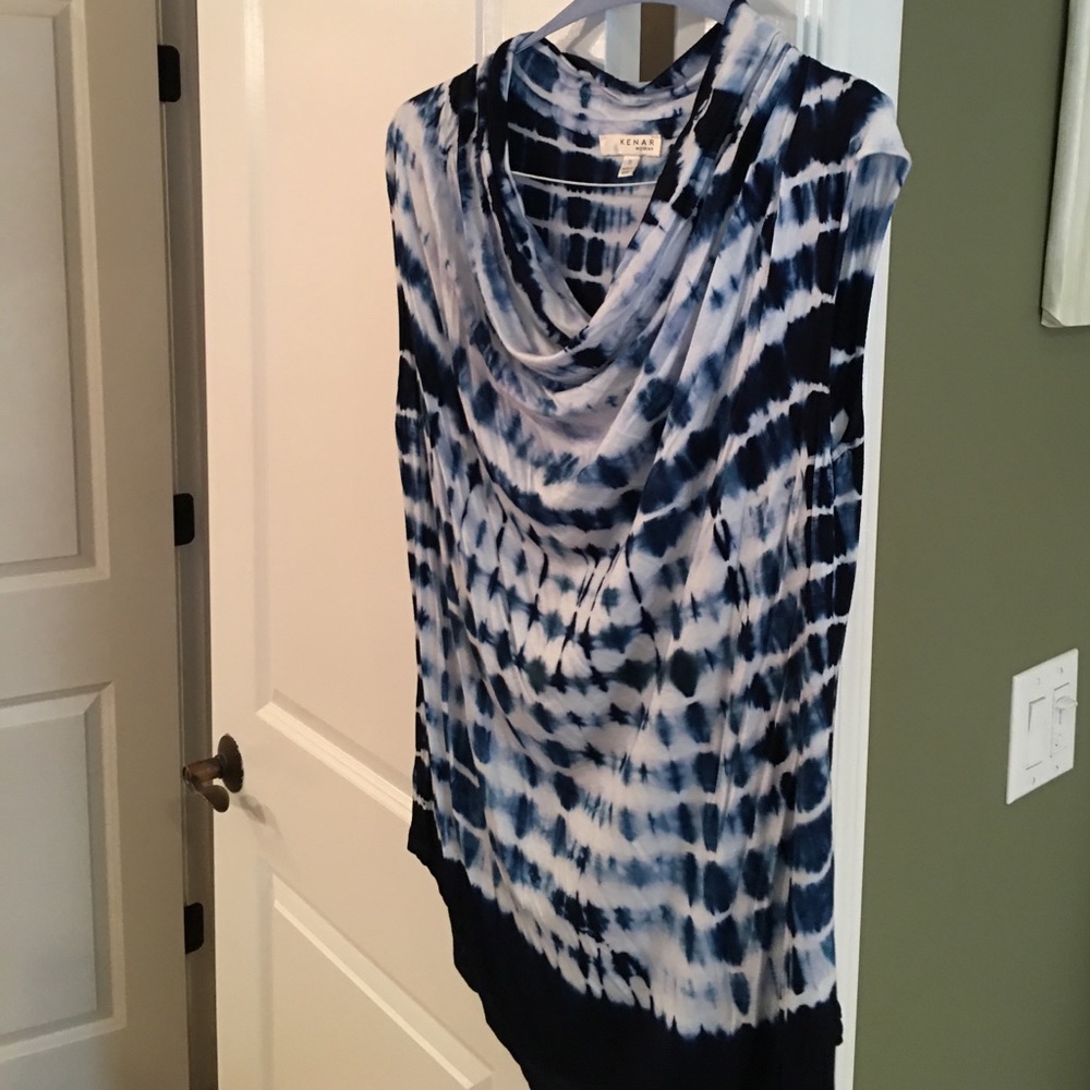 Tie Dye Sleeveless Bunchy Round Neck Cute Top